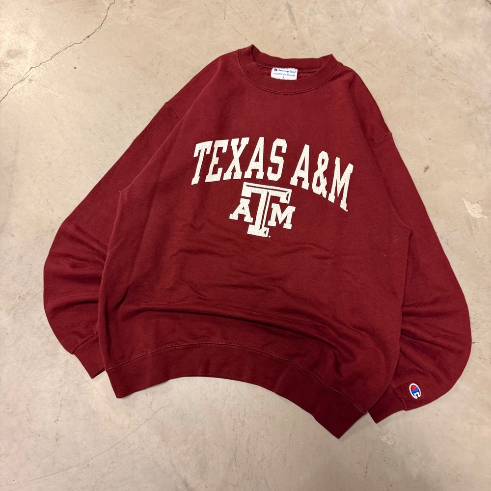 Champion Texas A&M Aggies Sweatshirt Mens Large Maroon Crewneck Pullover 986